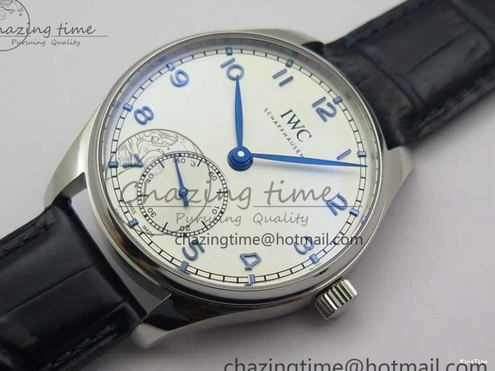 MIROTIME 0409 Packable Portuguese IW358304 ZF 1:1 Best Edition SS White Dial Blue Markers on Leather Strap A 7079